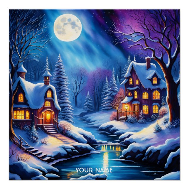 Póster Fantasy Cute Vivid Navidades noche de invierno (Anverso)