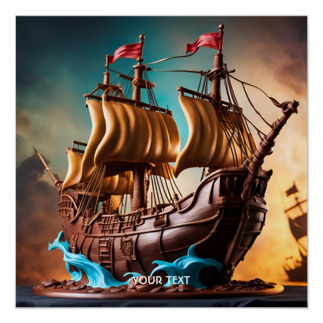 Póster Fantasy Cute Vivid Pirate Ship Cake (Anverso)