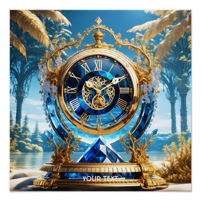 Póster Fantasy Cute Vivid Sapphire Clock Sea (Anverso)
