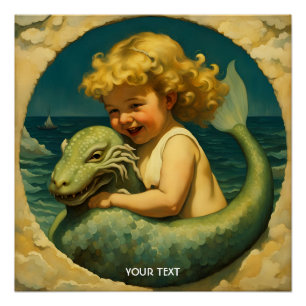 Póster Fantasy Cute Vivid Sea Boy Mascota