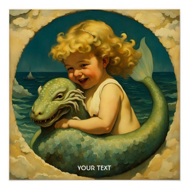 Póster Fantasy Cute Vivid Sea Boy Mascota (Anverso)