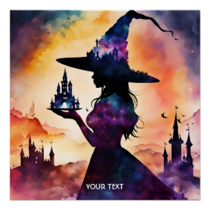 Póster Fantasy Cute Vivid Witch Doble Exposición