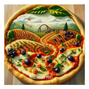 Póster Fantasy Cute Whimsical Paisaje Italiano