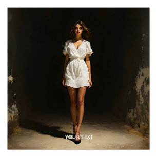 Póster Fantasy Cute White Vestido Chica