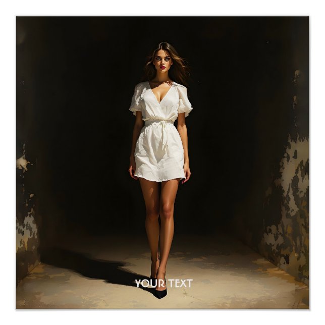 Póster Fantasy Cute White Vestido Chica (Anverso)