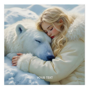 Póster Fantasy Cute Winter Bear Chica