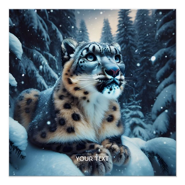 Póster Fantasy Cute Winter Snow Leopard (Anverso)