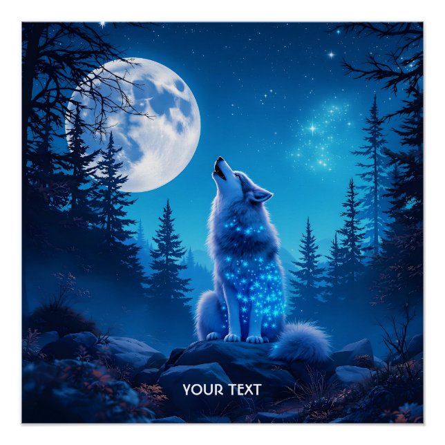 Póster Fantasy Cute Wolf Doble exposición (Anverso)