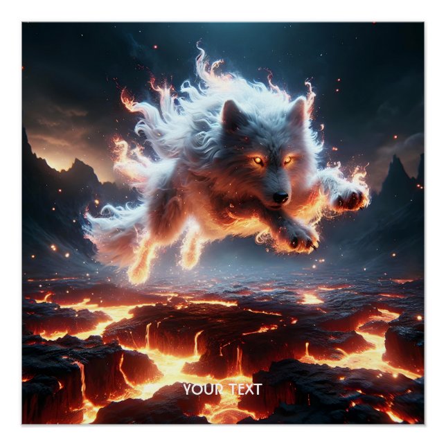 Póster Fantasy Cute Wolf Lava Lava Fire (Anverso)