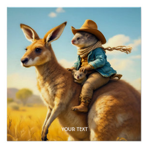 Póster Fantasy Cute Wombat Kangaroo Koala