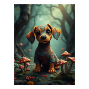 Póster Fantasy Dachshund Arte de cachorro