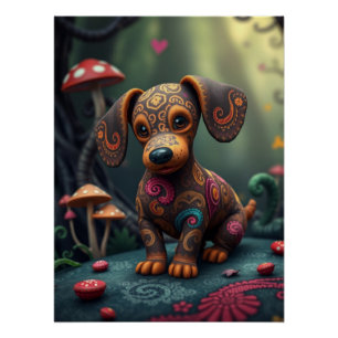 Póster Fantasy Dachshund Arte de cachorro