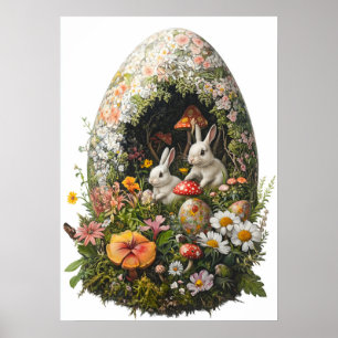 Póster Fantasy Easter Egg Forest Bunny Poster