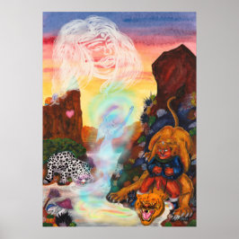 Póster Fantasy Eros León Princesa Diosa de Nieve Leopardo
