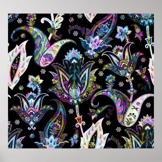 Póster Fantasy Floral Paisley: Ornamento sin foco (Frente)