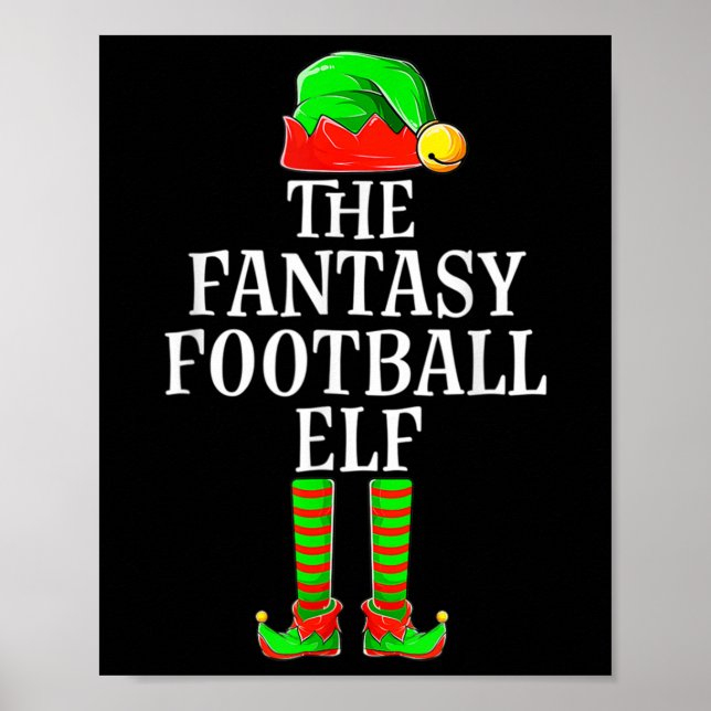 Póster Fantasy Football Elf Apparel Men Boy Kid Christmas (Frente)