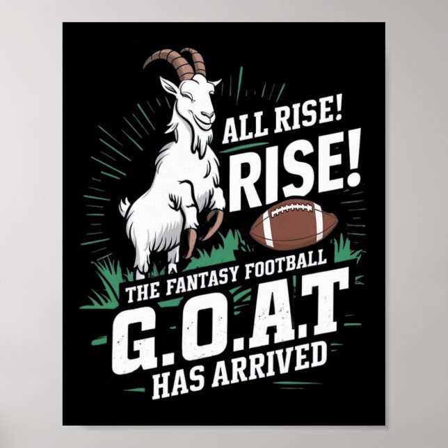 Póster Fantasy Football Goat Shirt League Champion Champ  (Frente)