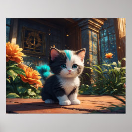 Póster *~* Fantasy Kitty Cat 5:4 Gatito felino