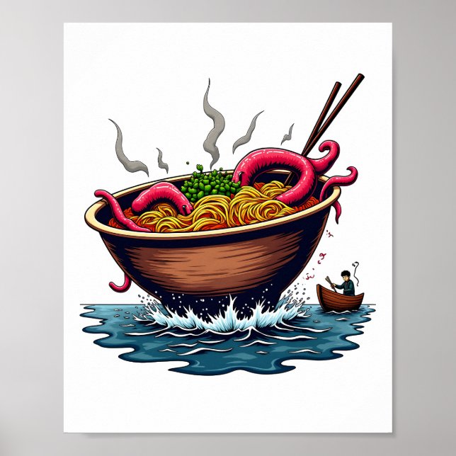 Póster Fantasy Kraken Ramen Monster Bowl (Frente)