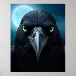 Póster Fantasy Moonlight Corvid Raven