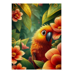 Póster Fantasy Naranja Parrot
