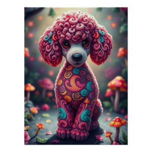 Póster Fantasy Poodle Puppy Art
