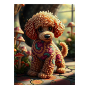 Póster Fantasy Poodle Puppy Art