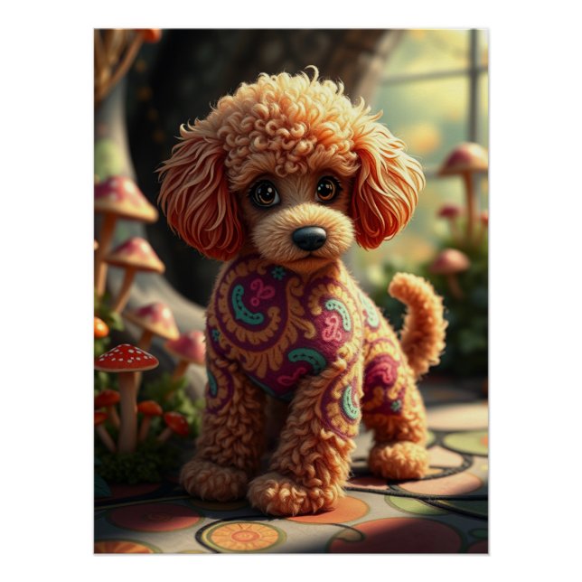 Póster Fantasy Poodle Puppy Art (Anverso)