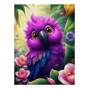 Póster Fantasy Purple Parrot