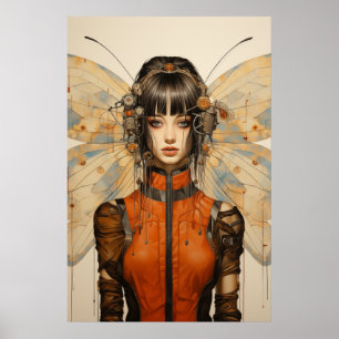 Póster Fantasy Scifi Insectos Woman Butterfly