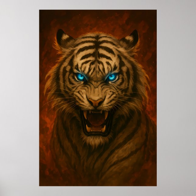 Póster Fantasy White Tiger – Mystic Aura Series (Frente)