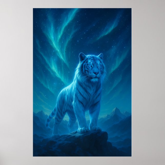 Póster Fantasy White Tiger – Mystic Aura Series (Frente)