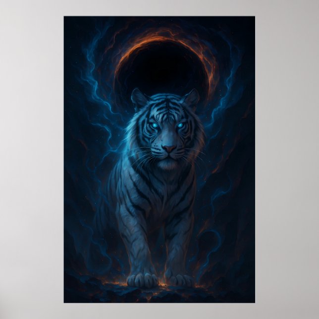 Póster Fantasy White Tiger – Mystic Aura Series (Frente)