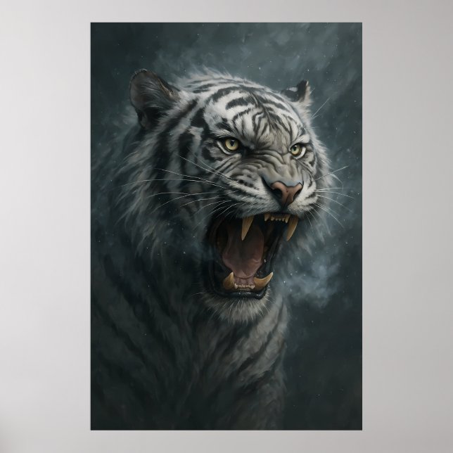 Póster Fantasy White Tiger – Mystic Aura Series (Frente)