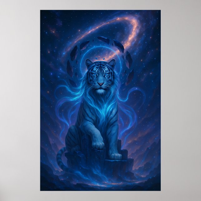 Póster Fantasy White Tiger – Mystic Aura Series (Frente)