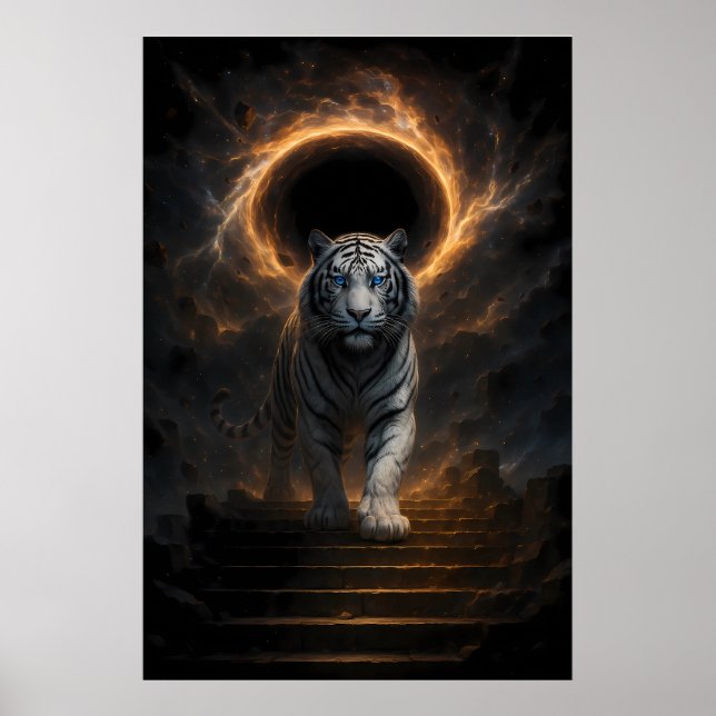 Póster Fantasy White Tiger – Mystic Aura Series (Frente)
