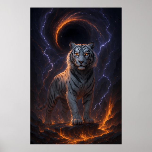 Póster Fantasy White Tiger – Mystic Aura Series (Frente)