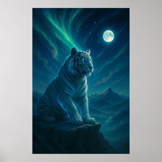 Póster Fantasy White Tiger – Mystic Aura Series (Frente)