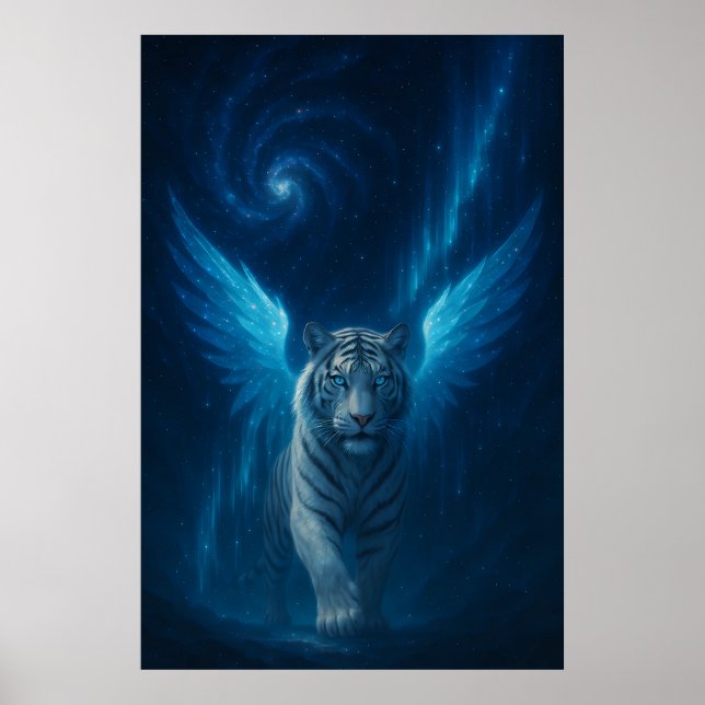 Póster Fantasy White Tiger – Mystic Aura Series (Frente)