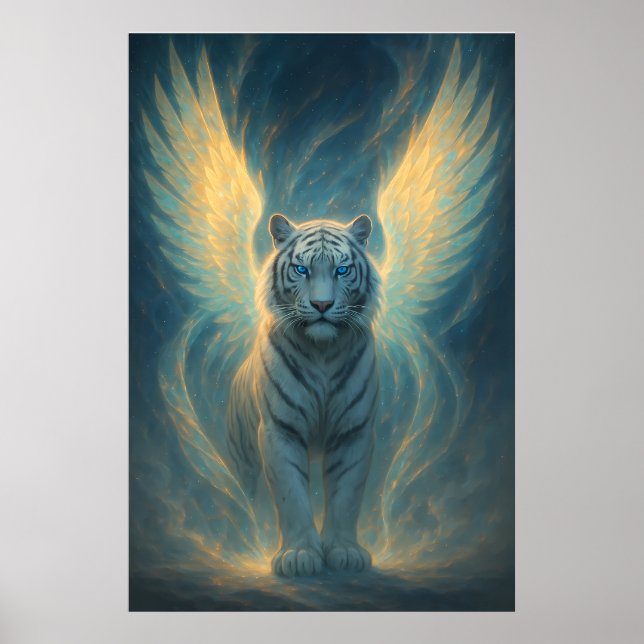 Póster Fantasy White Tiger – Mystic Aura Series (Frente)