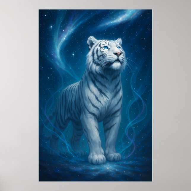 Póster Fantasy White Tiger – Mystic Aura Series (Frente)