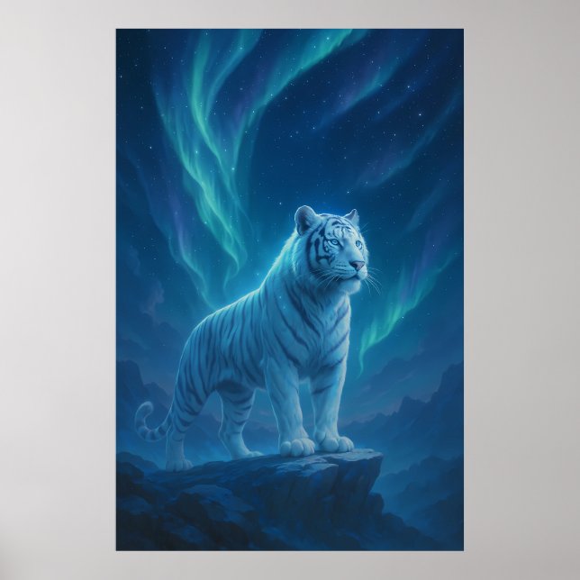 Póster Fantasy White Tiger – Mystic Aura Series (Frente)