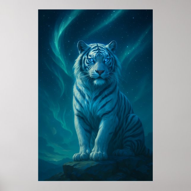 Póster Fantasy White Tiger – Mystic Aura Series (Frente)