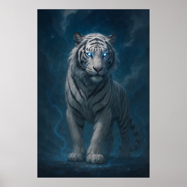 Póster Fantasy White Tiger – Mystic Aura Series | ManJian (Frente)