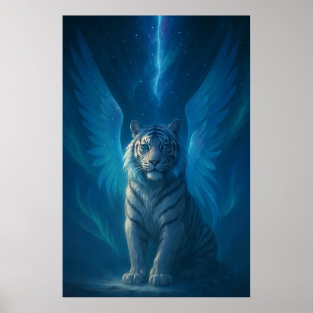 Póster Fantasy White Tiger – Mystic Aura Series | ManJian (Frente)