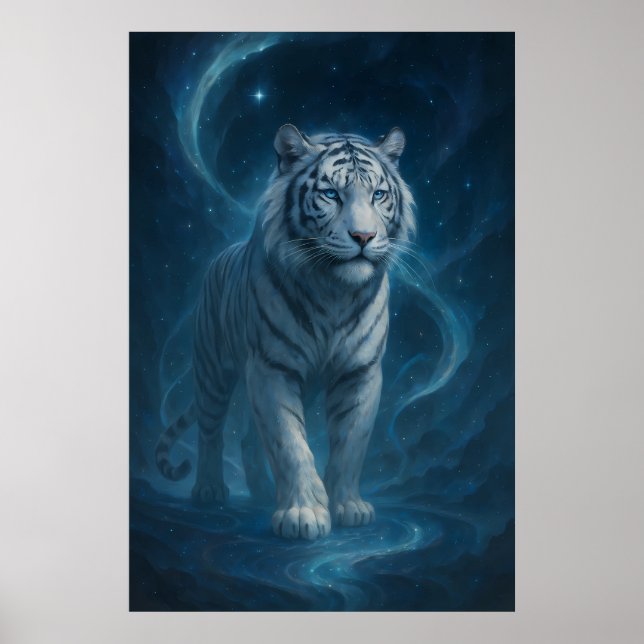 Póster Fantasy White Tiger – Mystic Aura Series | ManJian (Frente)