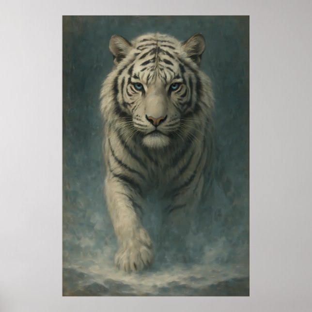 Póster Fantasy White Tiger – Mystic Aura Series | ManJian (Frente)