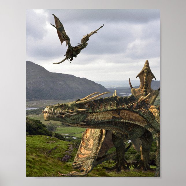 Póster Fantasy Wyvern Dragon Monstruo Realista (Frente)