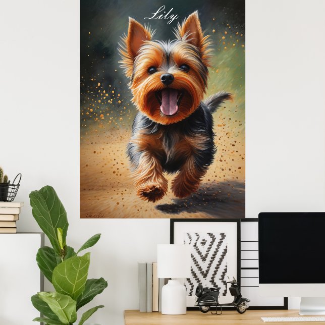 Póster Fantasy Yorkshire Terrier Surreal Dog Art (Oficina en casa)