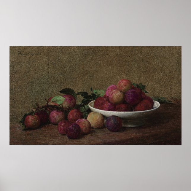 Póster Fantin-Latour - Bodegón con ciruelas (Frente)